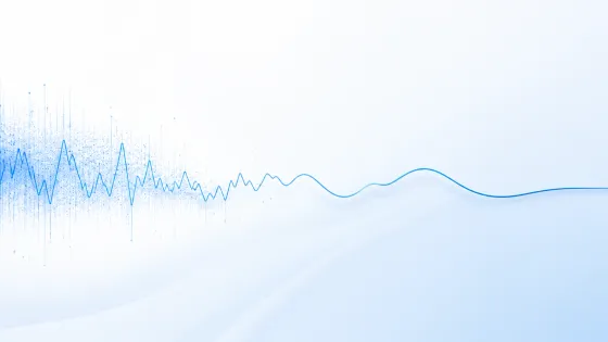 A noisy blue data line settling into one clean, readable curve.
